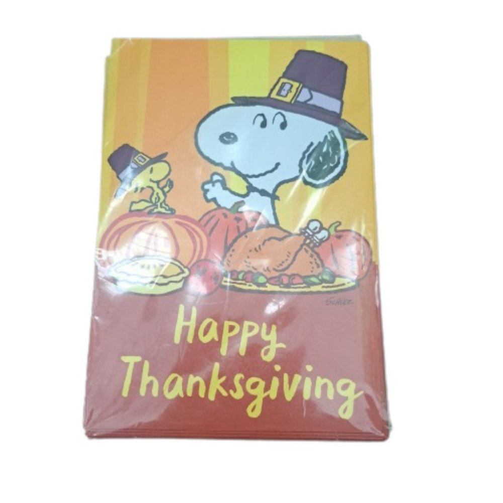 Happy Thanksgiving Peanuts Snoopy Greeting Cards 10 Pack w/ Envelopes Woodstock